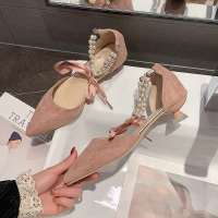 夏季尖头细跟高跟鞋女夏2021年新款黑色春秋气质百搭性感女士单鞋 粉红色 39