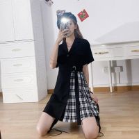 2021夏装新款连衣裙大码胖mm显瘦穿搭裙法式气质减龄不规则短裙子 图片色 S (建议80-95斤)