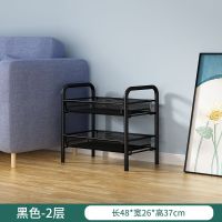 厨房置物架落地多层移动小推车家用卧室储物浴室用品收纳架蔬菜篮 2层简约黑