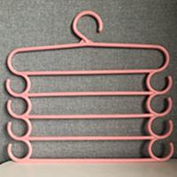 多层收纳魔术裤架 家用宿舍挂裤子围巾防滑无痕晾晒衣架 粉色 1