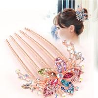 发梳盘发卡子夹子发夹发卡发饰头花插梳水钻头饰品成人女韩国饰品 彩色(送珍珠耳钉+皮筋)