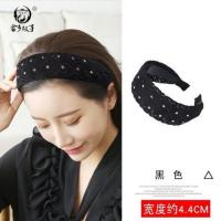宽边发箍女百搭外出韩国压发圈防滑发卡洗脸用遮白发头饰发夹头箍 碎叶-黑色