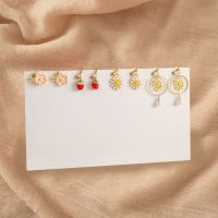 [5件套]在逃公主耳夹无耳洞女ins耳环新款2021年耳坠圆脸耳饰品 精致 [4对装]