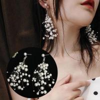 串珠满天星长款珍珠流苏耳环鱼线耳坠爱心水晶韩国珍珠耳饰品 高质满天星流苏