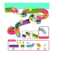 儿童浴室戏水DIY球轨道滑滑乐大颗粒拼装积木戏水鸭子洗澡玩具 24A(34颗粒)