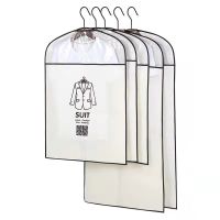 衣服防尘罩无防布衣服收纳防尘西服大衣防皱衣服收纳袋 温馨米色 三件装45*60儿童款[啦链款]