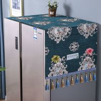 冰箱防尘罩防尘盖布保护罩双开门单开冰箱罩盖巾洗衣机防尘盖巾 吉祥墨绿色 单开门【58cm*140cm含吊坠】