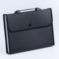 A4手提风琴包13格多层文件袋男女学生试卷夹个性韩版大容量资料册 黑色13层