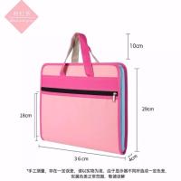 文件夹多层A4 学生收纳试卷夹手提文件袋拉链 帆布大容量手风琴包 牛津布-粉色