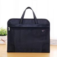 A4手提大容量拉链文件袋男女帆布双层资料袋文件包档案袋会议包 170黑色