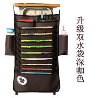 2020新课桌神器学生书挂袋书桌挂袋高中书本收纳袋书立挂架挂书袋 双水袋深咖色 背面网兜款