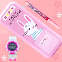 韩版笔袋女简约ins潮双层日系初中小学生文具盒儿童少女心铅笔盒 双层粉兔-粉色 无品