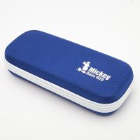 迪士尼笔袋可爱帆布文具袋简约文具盒大容量小学生男女创意铅笔盒 简约米奇-深蓝