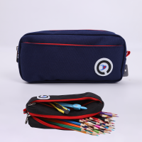笔袋男女韩版简约文具盒小学生多功能铅笔盒大容量初中生学霸笔袋 简易款628-宝蓝