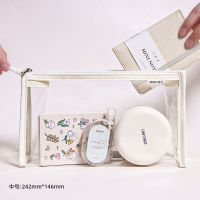 安蔻高颜值笔袋ins风文具袋大容量笔袋简约韩国可爱中学生铅笔袋 透明 I 简白*I