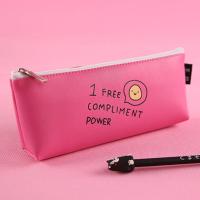 笔袋韩版简约女生小清新可爱大学生男生初中生小学生铅笔袋文具盒 拥抱系列-倒梯形玫红