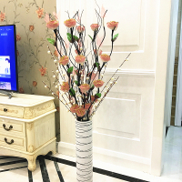 叶脉仿真干花花束假花落地摆件客厅玄关大装饰花插花摆设永生花艺 咖啡色[不含瓶]