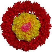 仿真清明节批发菊花墓碑塑料花链花藤扫墓花上坟祭祀用品绢花假花 清明仿真菊花圈(大红+黄)