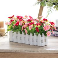 绢花塑料插花干花束栅栏仿真花假花套装客厅家居装饰品摆饰摆件 3粉跳舞兰+30cm栅栏