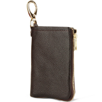 [全牛皮]真皮钥匙包钱包卡包一体男士多功能腰挂车锁匙包大容量 咖啡色