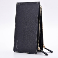 超薄男士多卡位卡包卡片包长款信用卡夹卡套拉链名片包钱包手机包 蓝色