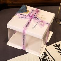 透明蛋糕盒批发4寸6寸8寸10寸12寸单层双层加高生日蛋糕盒 暗夜鎏金 6寸双层21*21*24(5套)