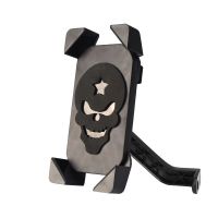 摩托车手机支架带充电器防震可充电鬼火电动车自行车车载导航支架 纯支架锁镜款(黑色骷髅)