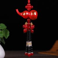 香水葫芦汽车挂件小车上装饰用品货车内摆件辟邪出入平安吊坠高档 红色 珠串无字款