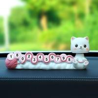 卡通小猫临时停车号码牌停车牌可爱摇头小狗车载摆件车内装饰用品 小猫摇头停车牌