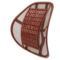 夏季木珠按摩汽车腰靠腰垫枕夏天透气护腰靠背靠垫办公室座椅腰托 竹片H腰靠-咖色