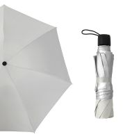 加固8骨胶囊黑胶折叠雨伞女太阳伞防紫外线遮阳伞晴雨两用防晒伞 白色7骨-普通版