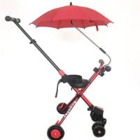 推车遮阳伞通用万向童车伞遛娃神器遮阳伞三轮雨伞防晒防紫外线 红色无胶款(塑料夹具) 65cm-伞下直径