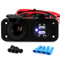 汽车点烟器总成货车电源插座12V24V车用改装USB车充车载电源母座 点烟器插座+双usb充电器