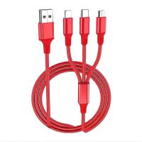 6A超级闪充三合一适用VIVO安卓苹果手机一拖三数据线typec加长3米 编织【红】 1米【单条装】无赠品