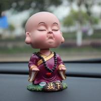创意汽车摆件可爱摇头小和尚公仔车饰保平安车内饰品车载车上用品 放下[送佛珠+3M胶+防滑垫]