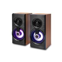 新款蓝牙插卡线控小音箱手机电脑广场通用木质双喇叭低音炮收音机 线控小音箱[黑色]