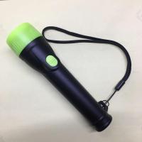 2节5号电池手电筒按钮灯头夜光LED家用户外工具夜带尾绳汽车应急 黑身绿头 不带电池