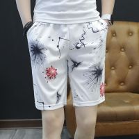利豪客短裤男夏季薄款5五分裤男士潮流宽松大裤衩休闲青年沙滩裤 星空白.. M 90斤左右