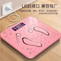 [可夜视 送电池+皮尺]卡通体重秤电子秤家用人体秤家用减肥秤称 粉色脚丫充电款