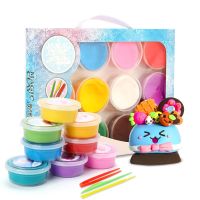 智高超轻粘土24色36色橡皮泥玩具儿童手工制作太空彩泥模具套装 12色粘土手提礼盒+工具刀