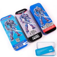 迪士尼儿童铁笔盒小学生多层文具盒男生汽车造型多层多功能铅笔盒 变形金刚两层（颜色随机）