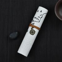 韩版简约复古初中生笔帘卷笔袋男女孩子文具盒大容量小学生铅笔盒 白色藏宝图简约版 笔帘卷笔袋