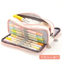 安蔻笔袋大容量多功能多层急救包ins风文具盒小清新复古风文艺 双开窗-和风微醺