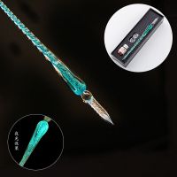 水晶玻璃钢笔礼盒装彩色墨水试色笔蘸水笔创意生日礼物情人告白 夜光孔兰 小礼盒玻璃笔+1瓶墨水+笔架