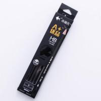 小鱼儿HB铅笔六角铅笔绿杆2B铅笔12支装 学生绘画考试带皮头铅笔 3065黑杆[HB] 1盒[12支]