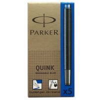 Parker派克钢笔墨水替换芯一次性蓝色墨胆5支装非碳素墨水不堵笔 蓝色
