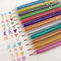 彩色闪光笔啫喱闪粉笔手账本彩色笔发光亮晶晶荧光笔可爱珠光水笔 6支闪光笔(颜色随机发)