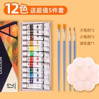 得力儿童丙烯颜料套装初学者防水星空画鞋白色绘画彩绘颜料送画笔 12色送5件套