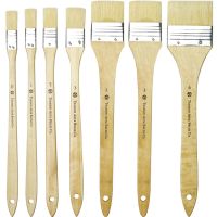 中盛画材猪鬃长杆油画刷板刷猪鬃笔刷丙烯颜料水粉刷刷子7支套装 0#(毛宽13mm)