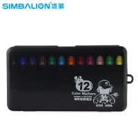 台湾雄狮36色水彩笔涂鸦绘画彩笔礼盒儿童粗头水彩笔安全环保套装 12色黑色盒